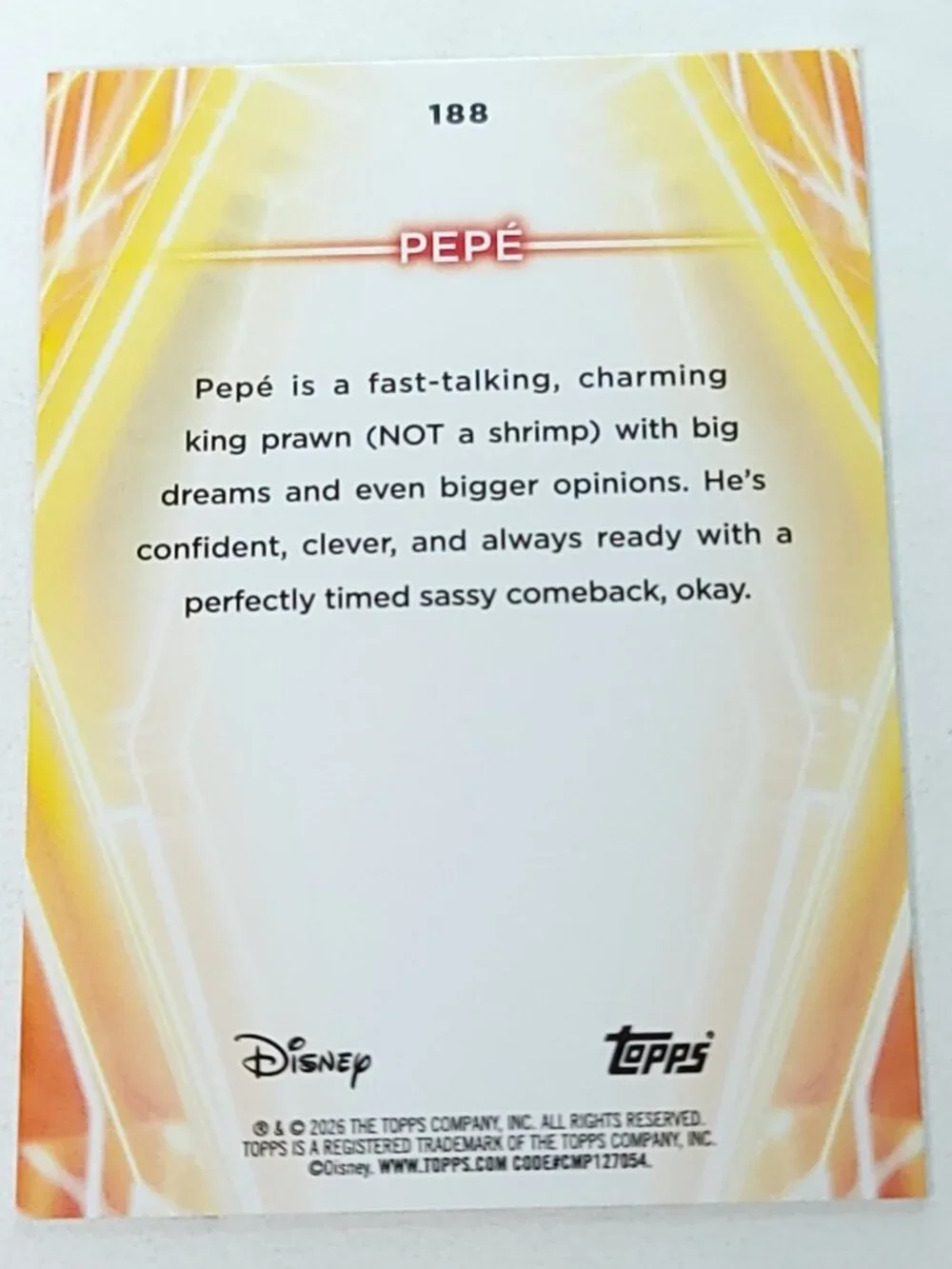 Pepe Topps 2026 Disney Neon Gold Holo Parallel Limited 37/50 - Picture 4 of 4